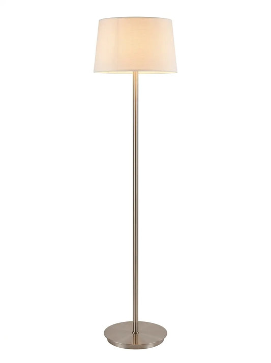 Modern Floor Lamp with White Cylindrical Shade and Round Base