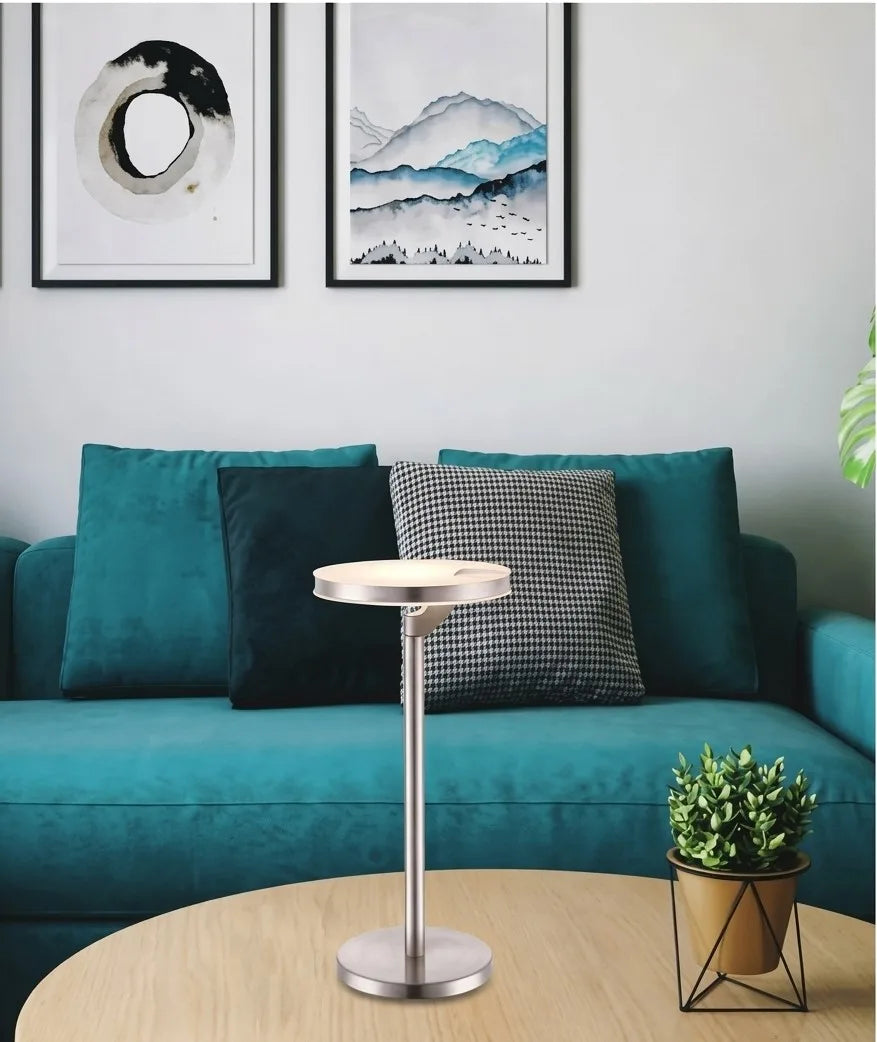 Modern Round Table Lamp with Slim Stand and Circular Base