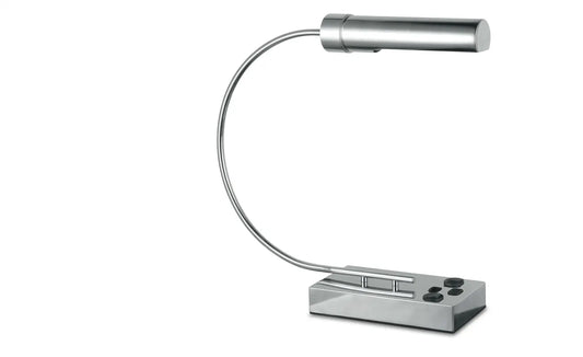 Modern Curved Table Lamp with Cylindrical Light Head and Rectangular Base